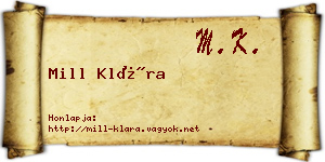 Mill Klára névjegykártya